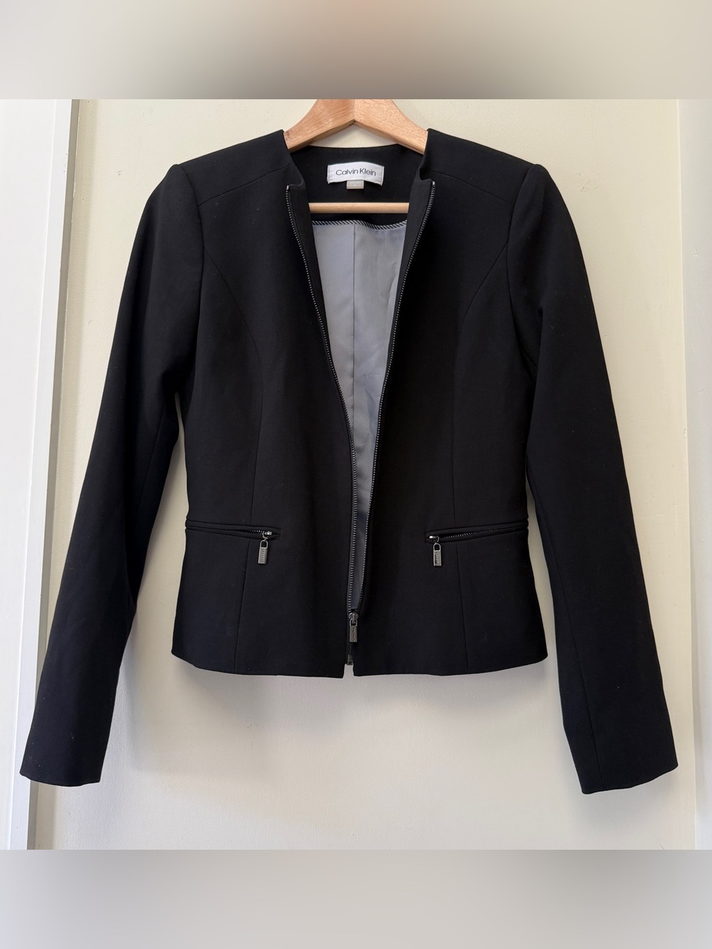 Calvin Klein Women's Black Collarless Zip Jacket